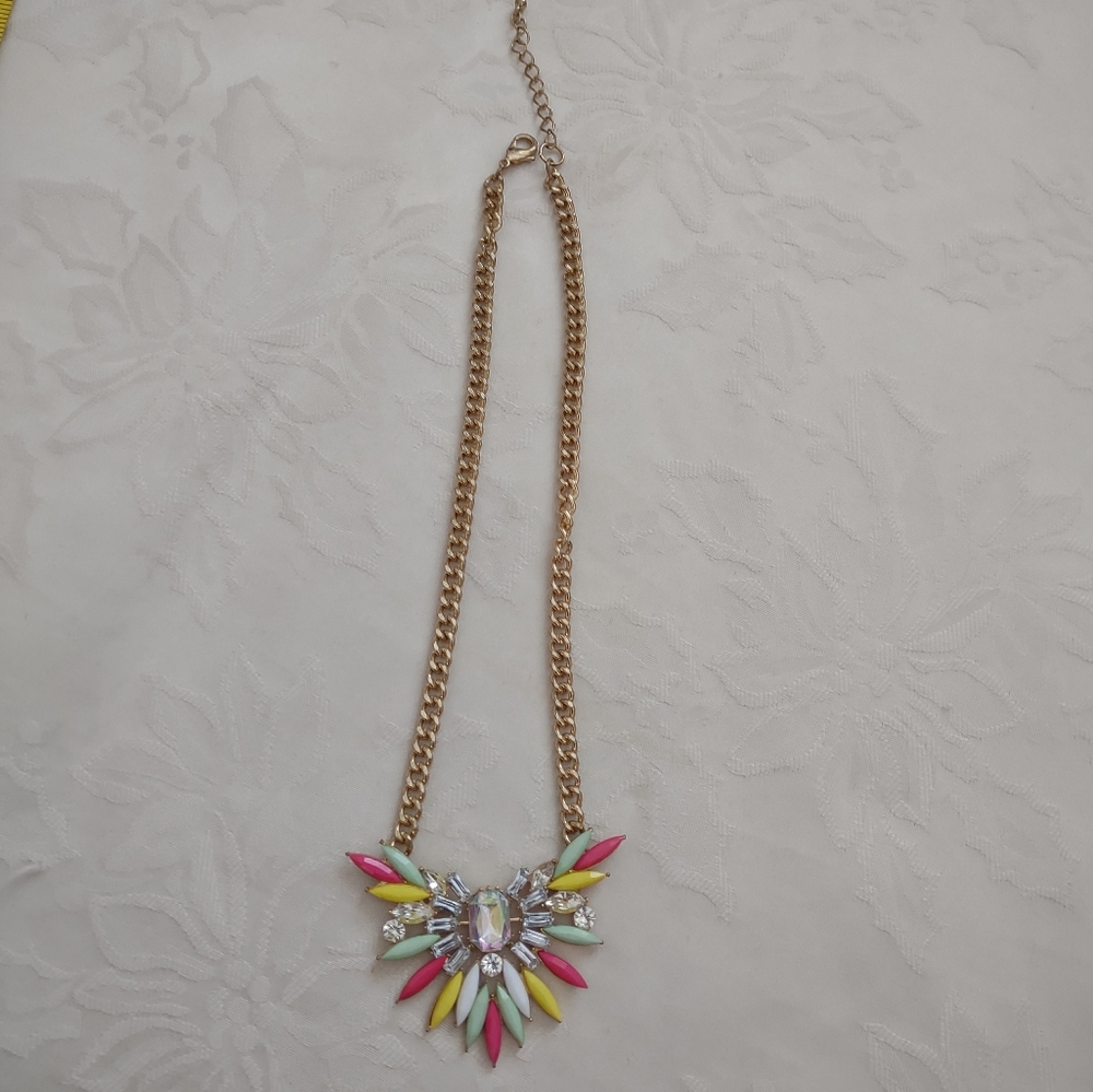 Crystal Multi Color Statement Pendant Necklace - image 8